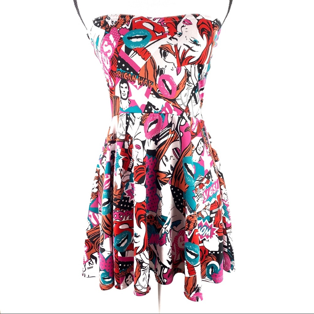 Joyce Pop Art Mini Strapless Dress